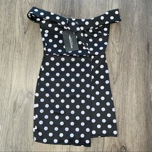 black & white polkadot mini dress